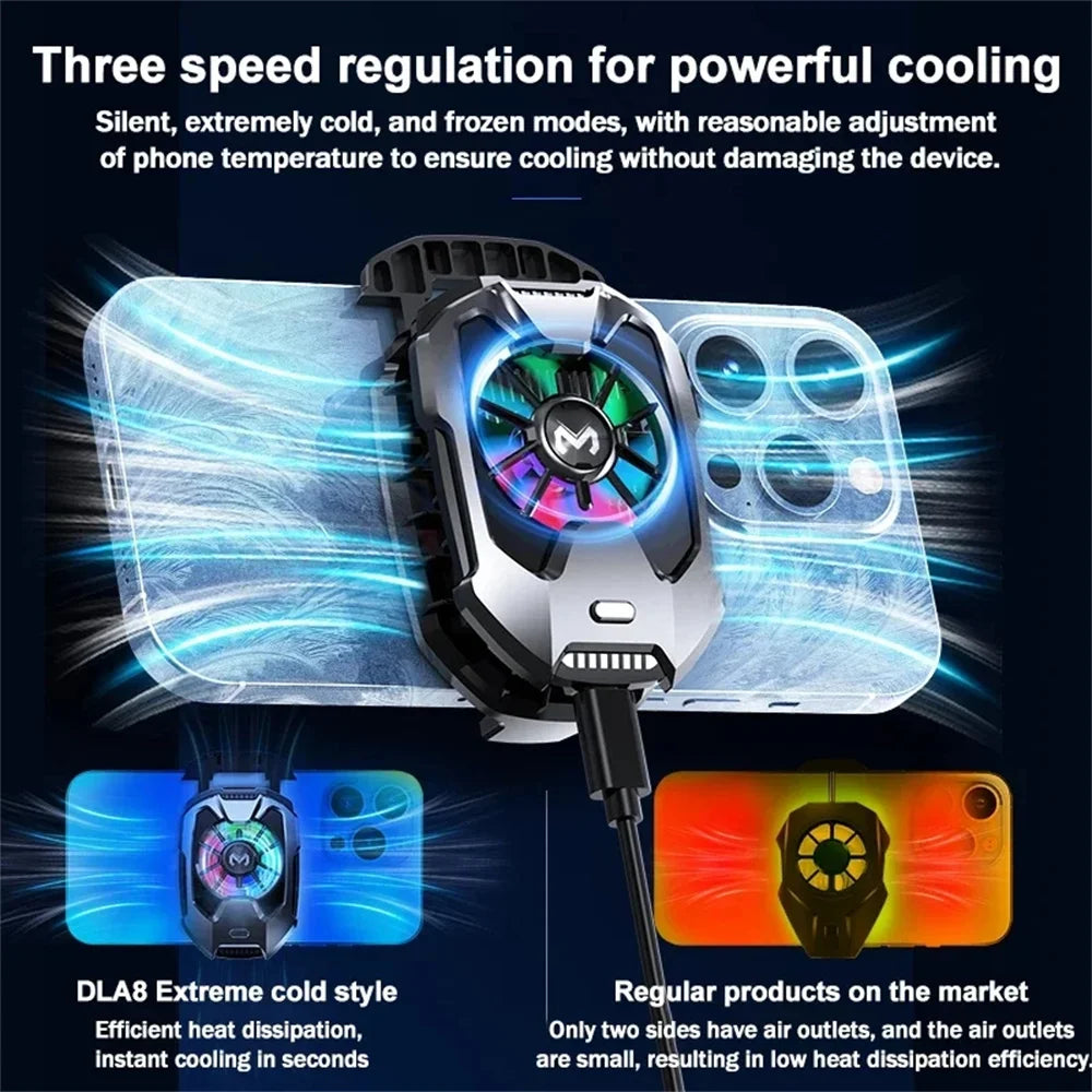 Universal Mobile Phone Cooling Fan Game Cooler, Digital Display Fast Radiator Back Clip for Iphone 15 Pro Max Xiaomi 14 POCO X6